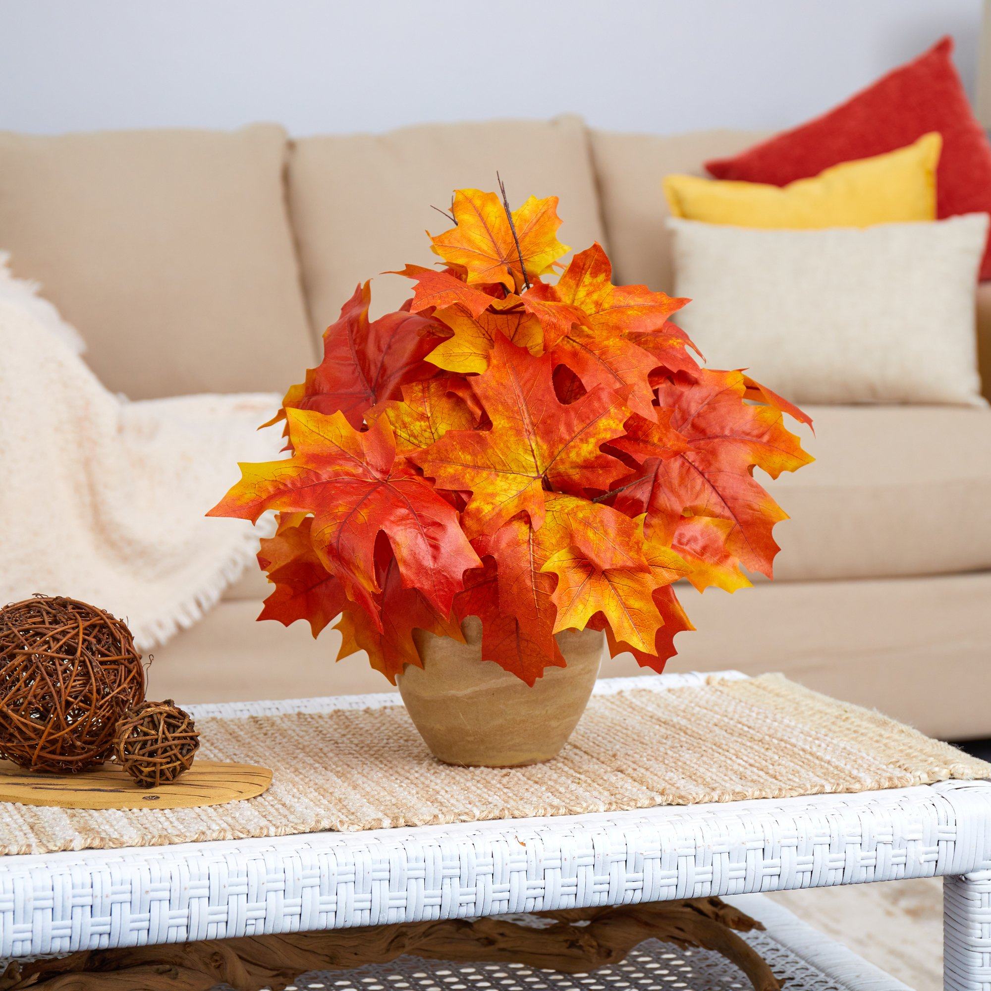 Shop For 16” Autumn Maple Leaf Artificial Plant in Planter