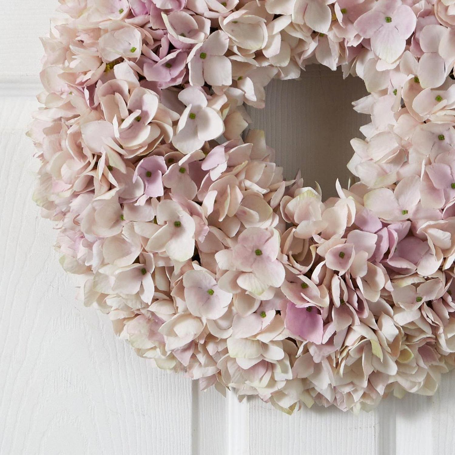 Shop For 16” Hydrangea Artificial Wreath Pink & White Shades