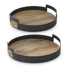 Shop For 16 inch Black Metal Edge Wood Nesting Trays (Set of 2)