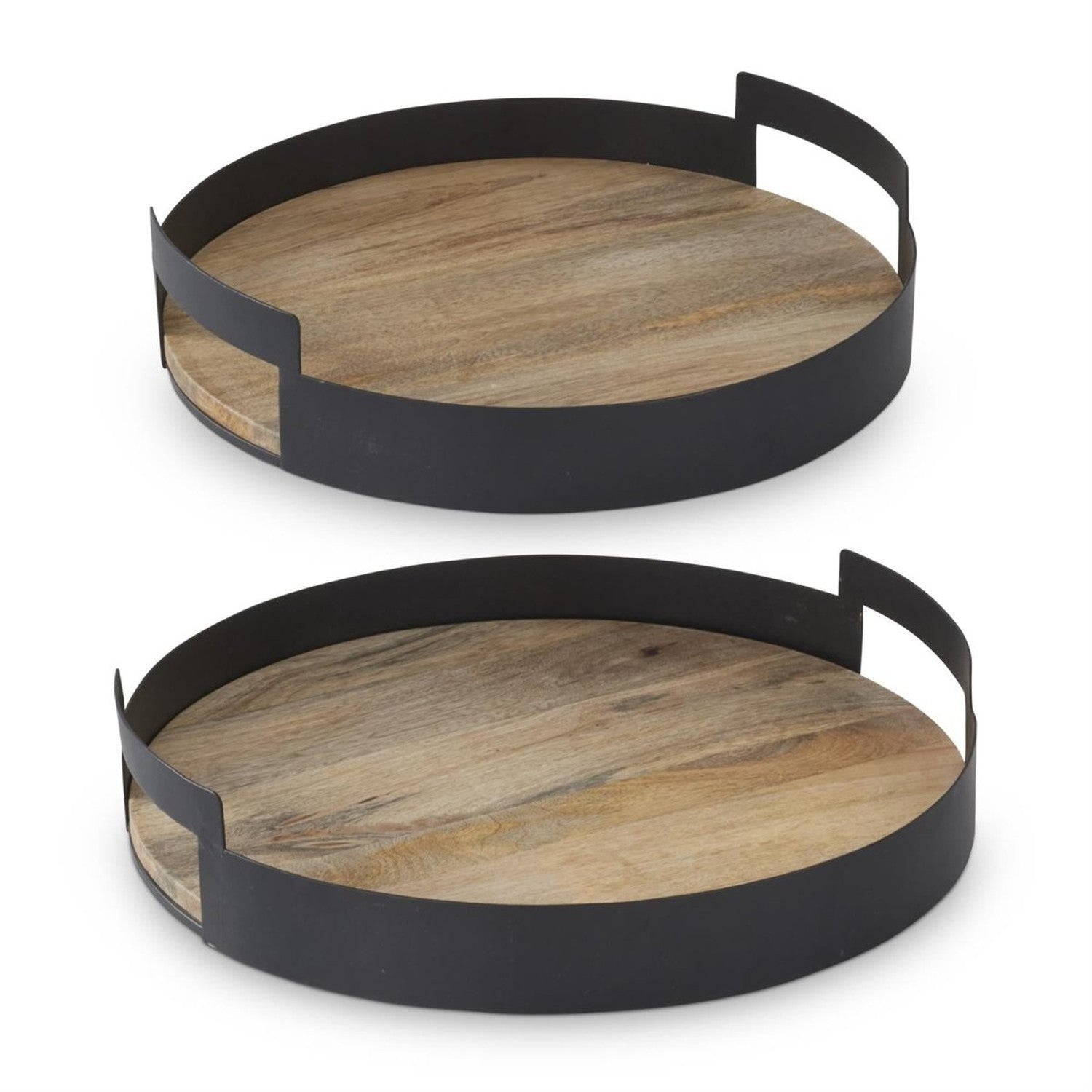Shop For 16 inch Black Metal Edge Wood Nesting Trays (Set of 2)