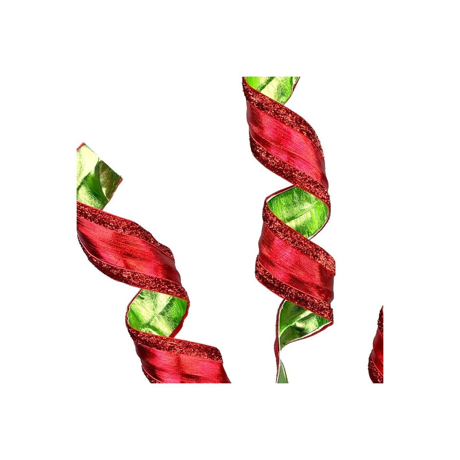 16" Metallic Curly Spray: Red & Green