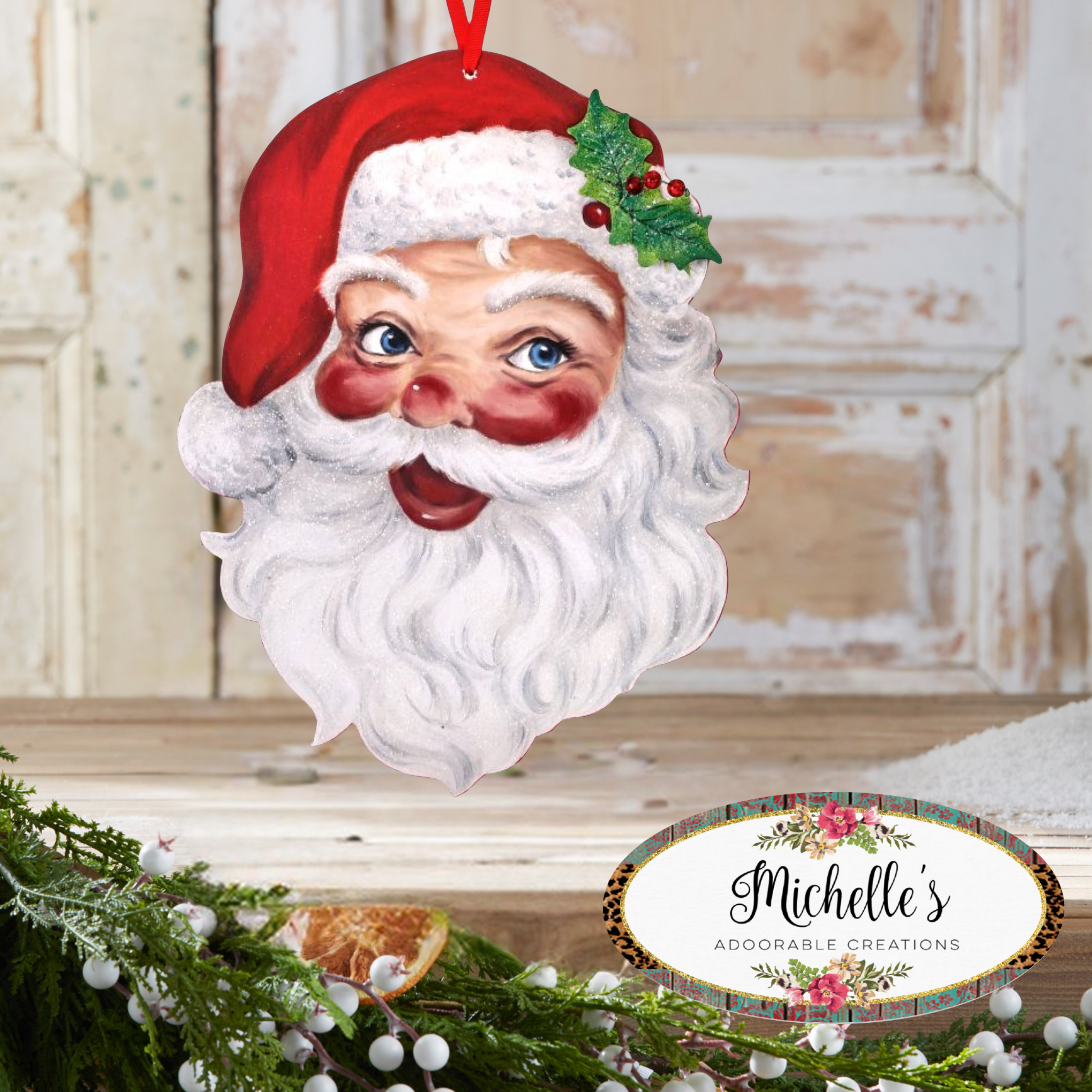 Shop For 16" Retro Santa Head Ornament Wall Piece