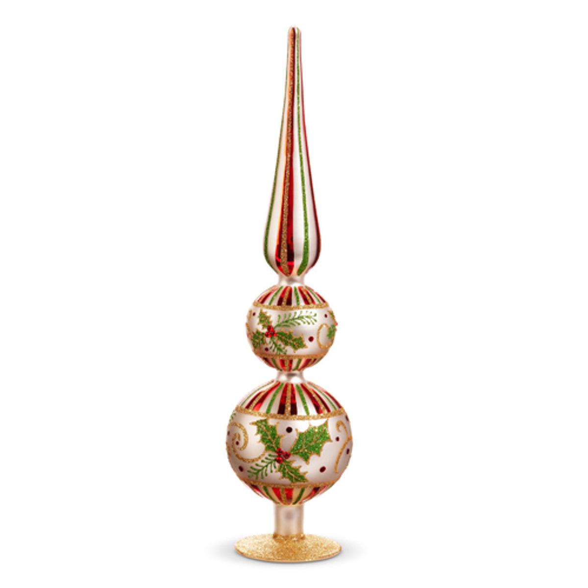 Shop For 16.5" Holly Leaf Glass Christmas Finial Decoration