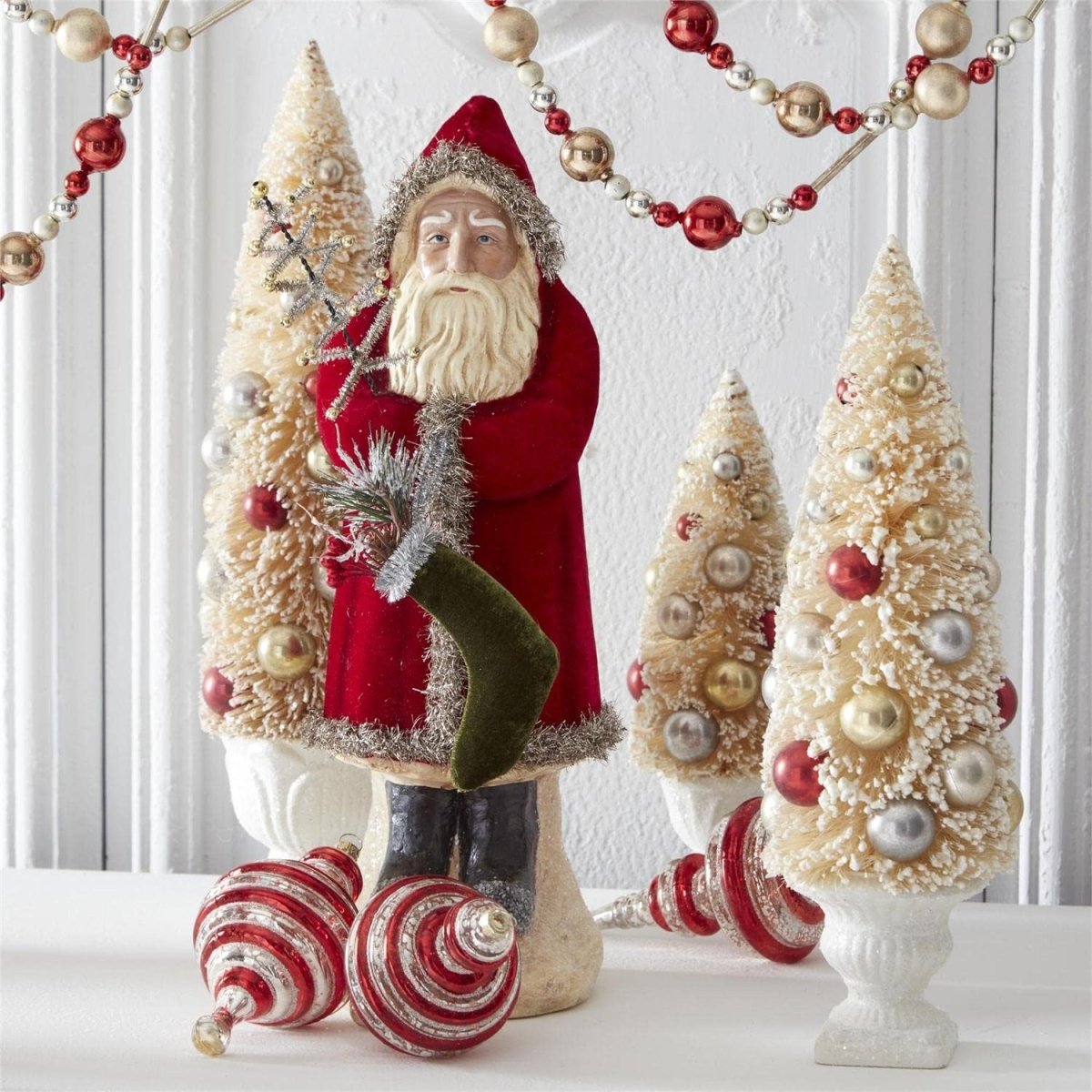 Shop For 16.75in Santa w/Dark Red Coat Holding Tree & Stocking