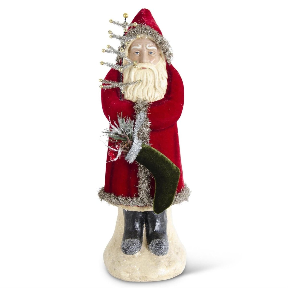 Shop For 16.75in Santa w/Dark Red Coat Holding Tree & Stocking