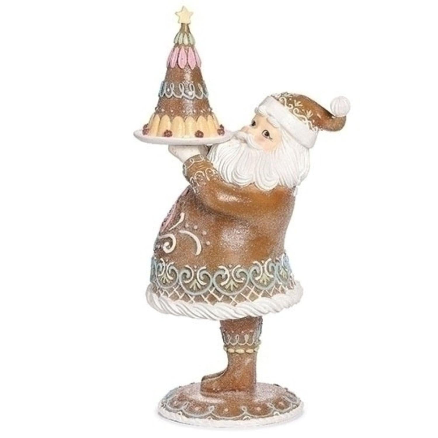 17" Gingerbread Santa with Cake (Pink)
