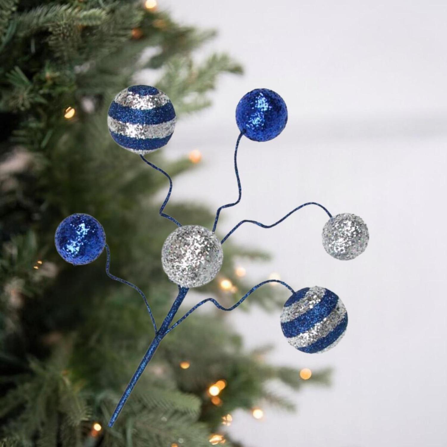 17" Glitter Ball Pick: Navy Blue & Silver