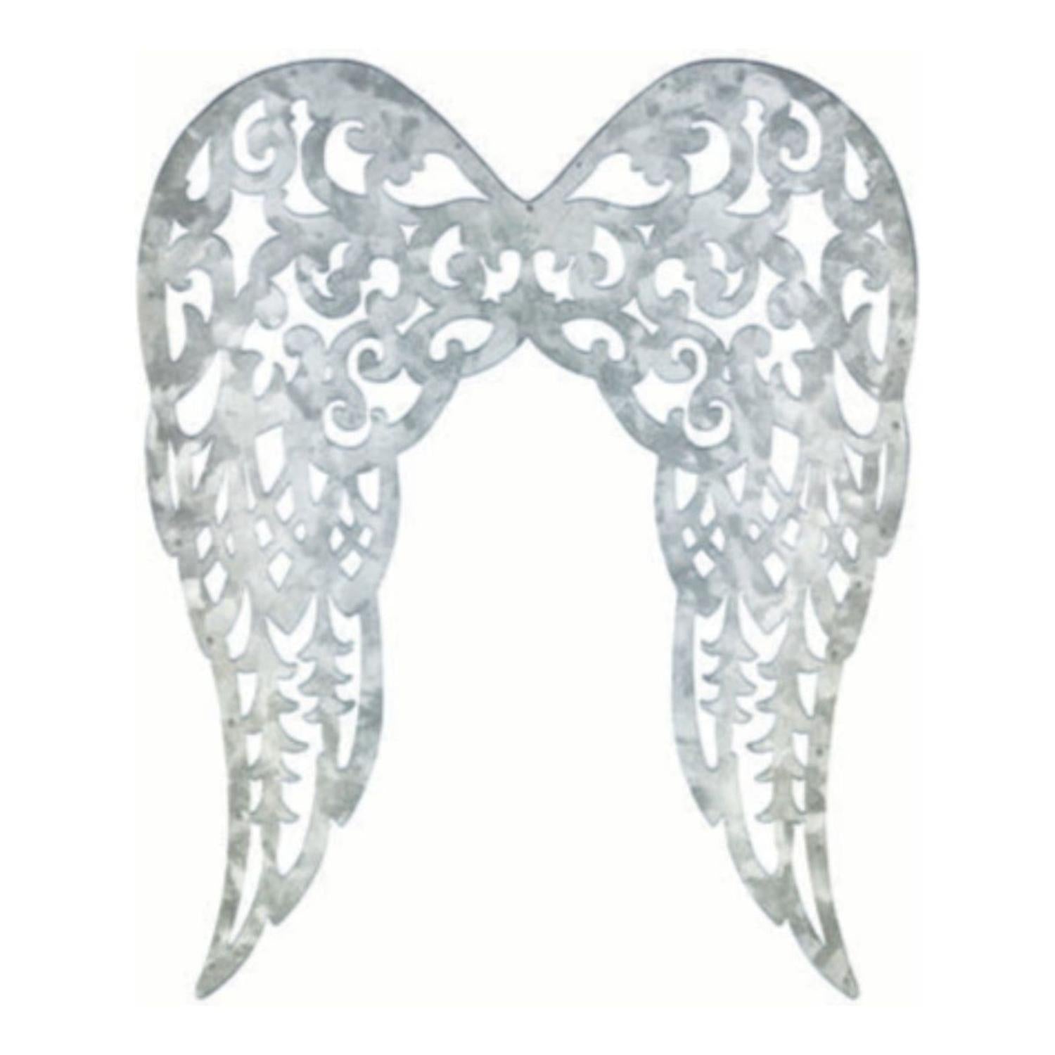 17" Metal Filigree Angel Wings: Acid Wash