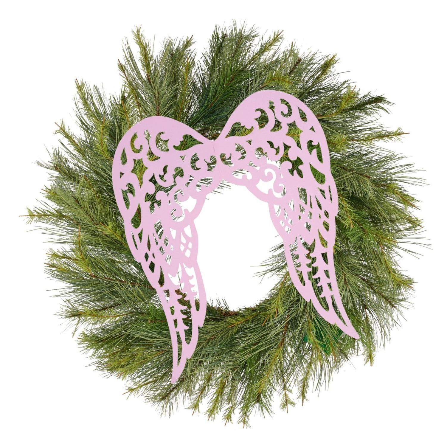 17" Metal Filigree Angel Wings: Light Pink