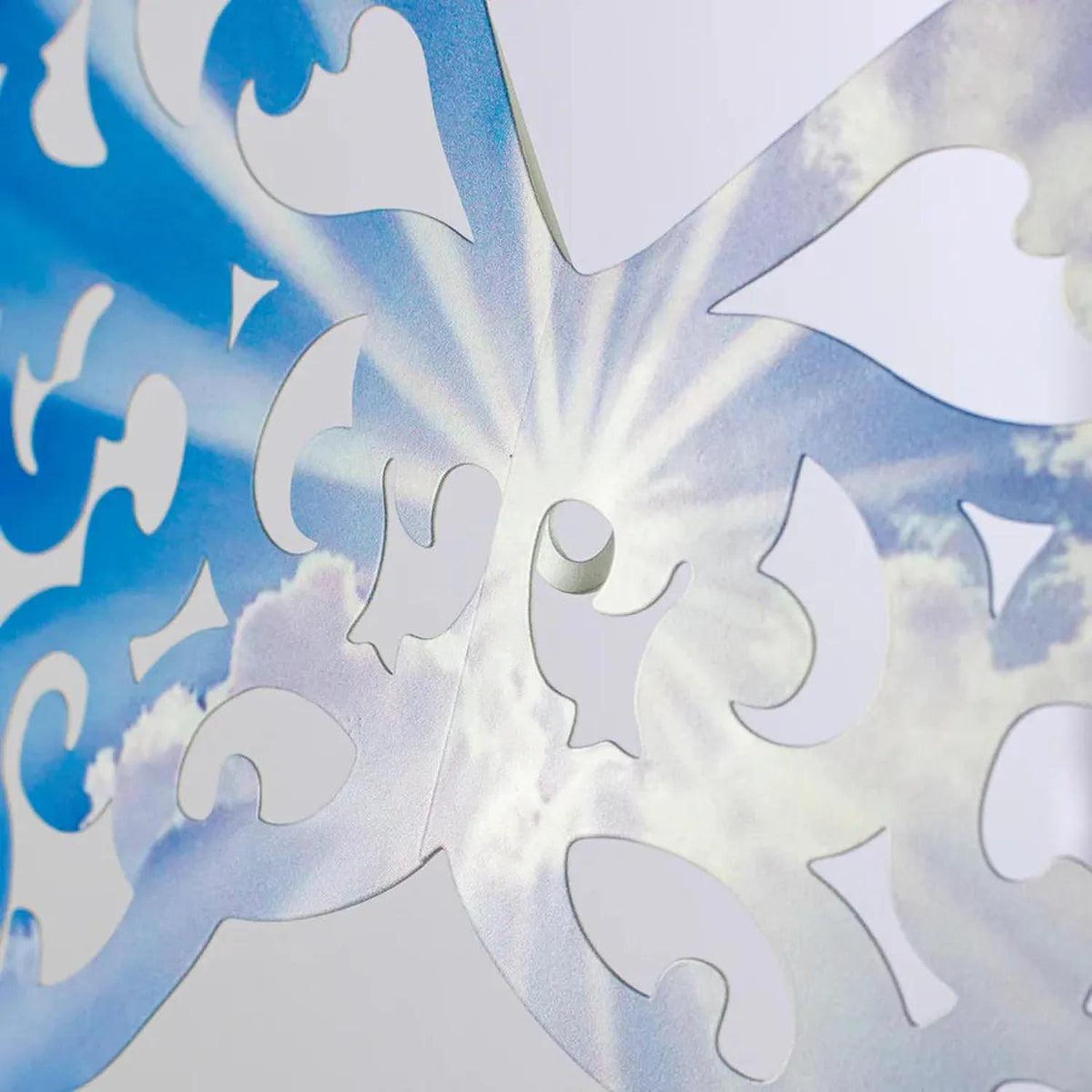 17" Metal Filigree Angel Wings: Sky Blue/White