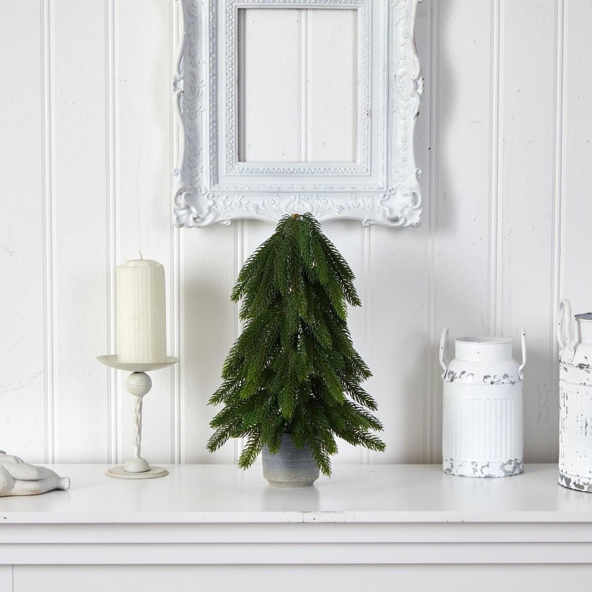 Shop For 17” Pine Artificial Christmas Tree in Planter