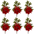Shop For 17” Poinsettia, Berry and Pine Artificial Flower Bundle (Set of 6)