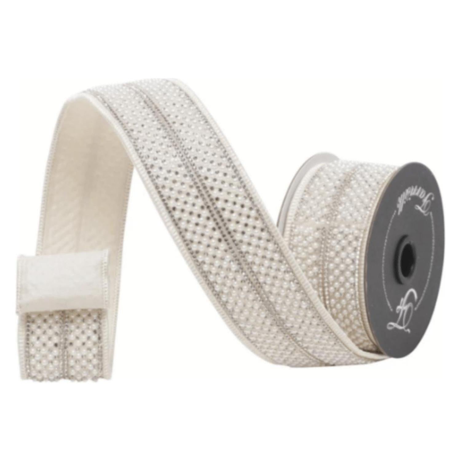1.75" Audrey Pearls Ribbon: Ivory (3 Yards)