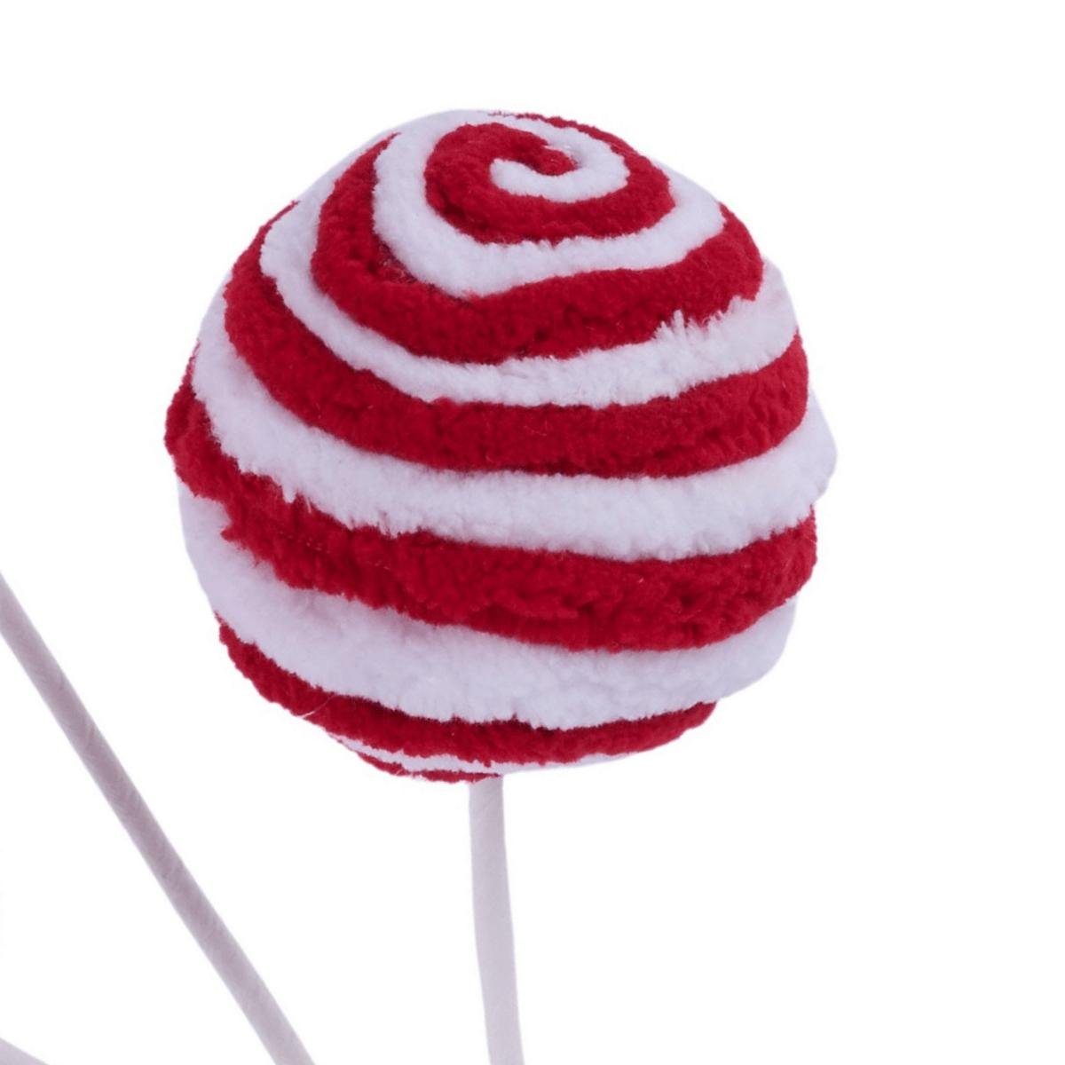 Shop For 18" Chenille Striped Ball Pick: Red