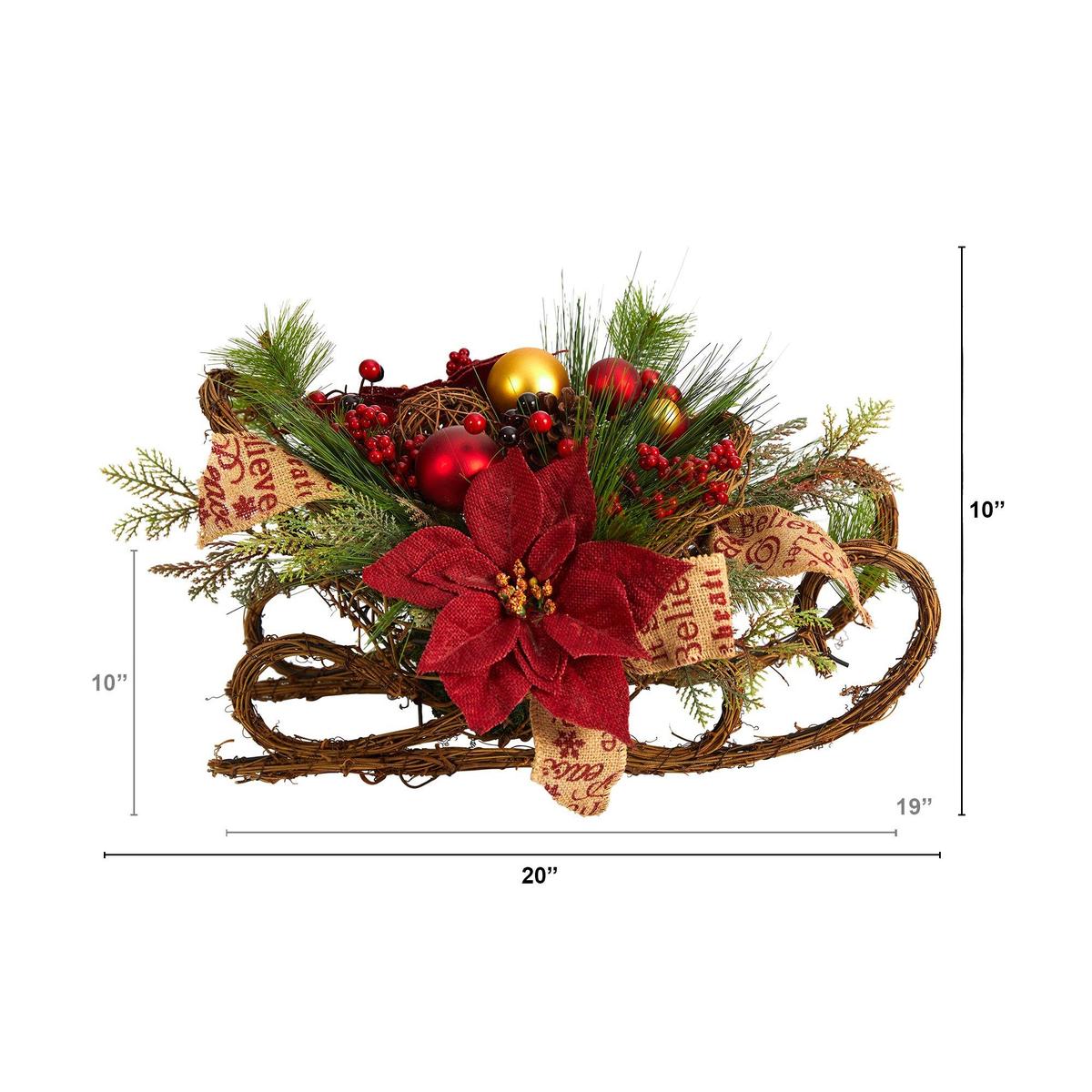 Shop For 18” Christmas Sleigh with Poinsettia