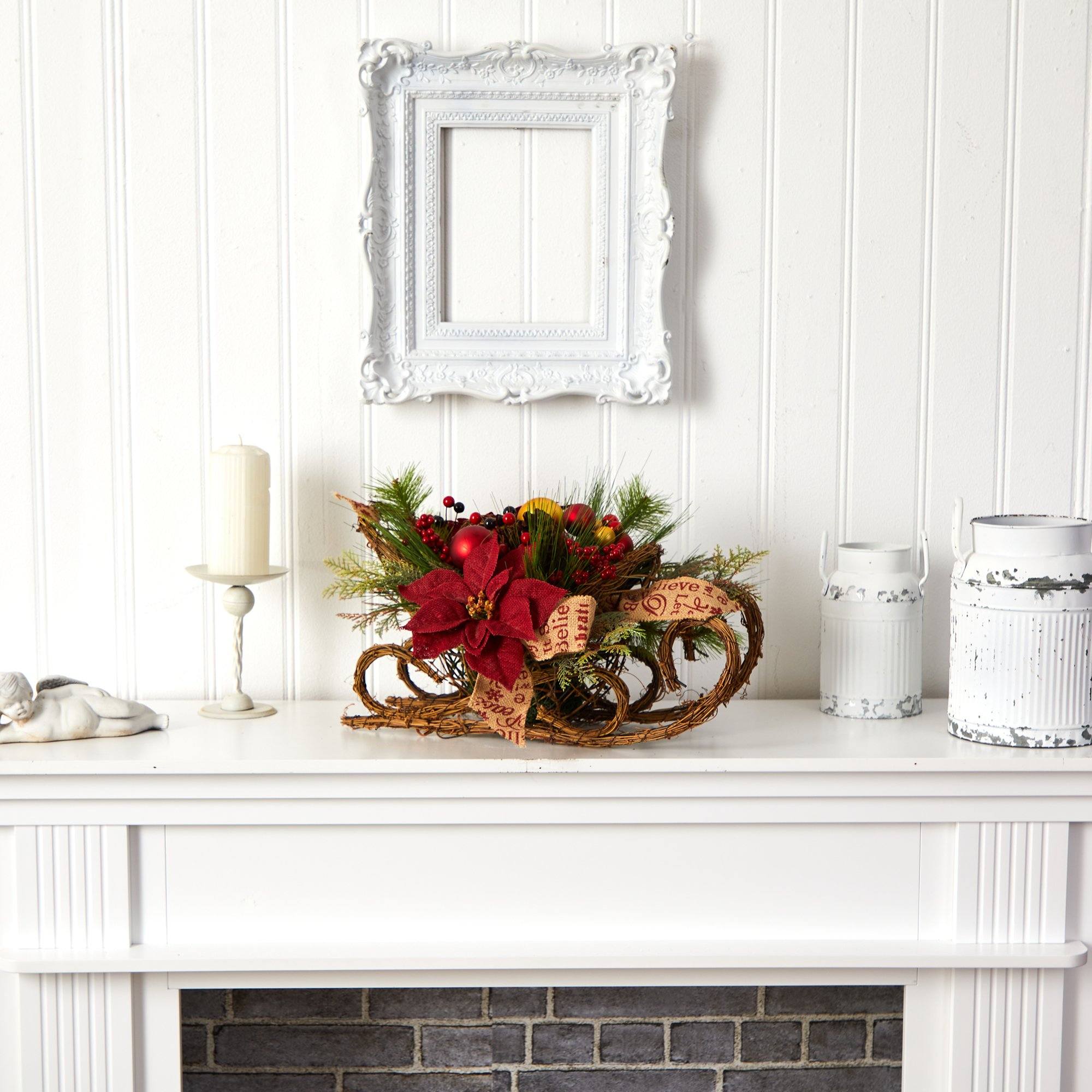 Shop For 18” Christmas Sleigh with Poinsettia