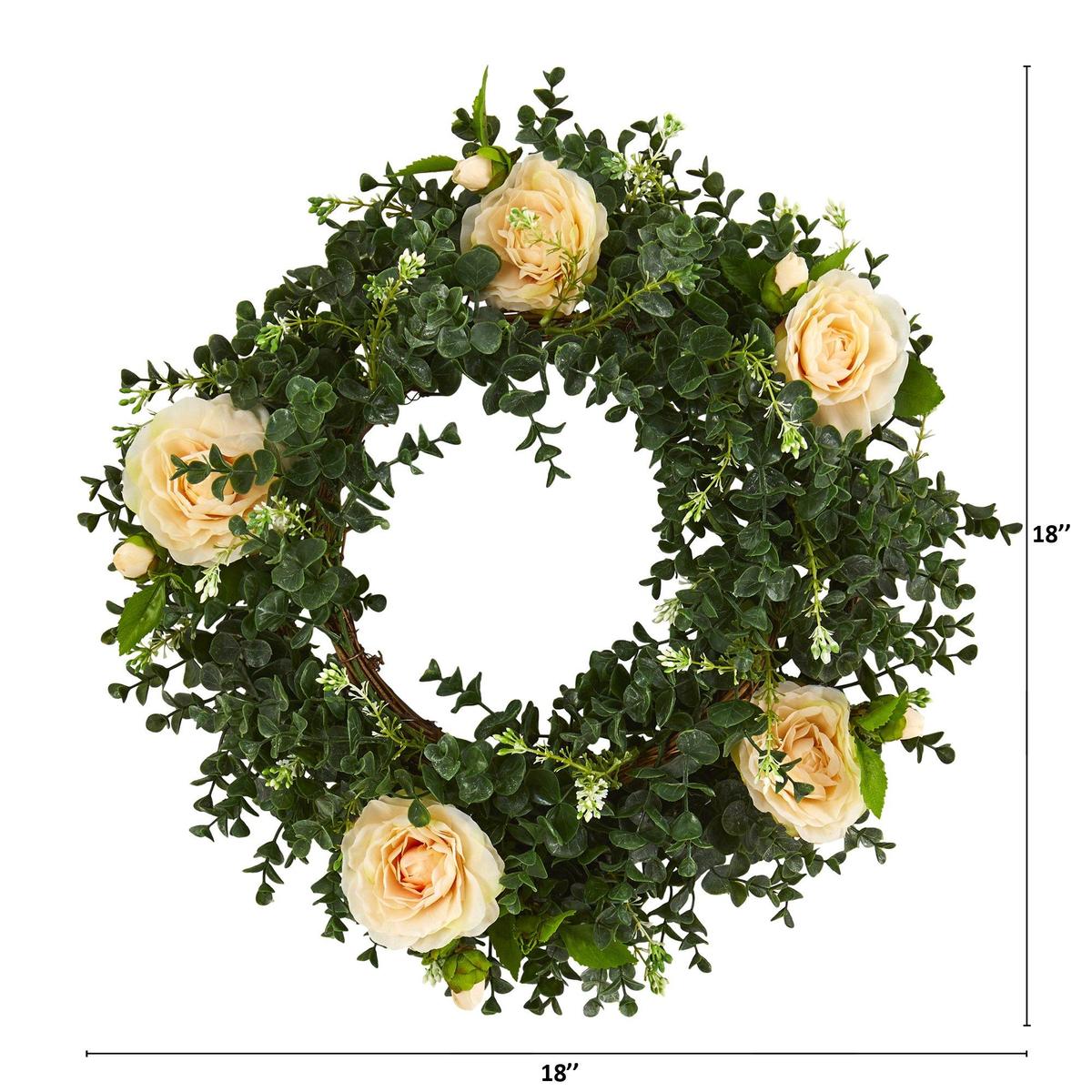 Shop For 18” Eucalyptus and Camellia Wreath with Twig Base