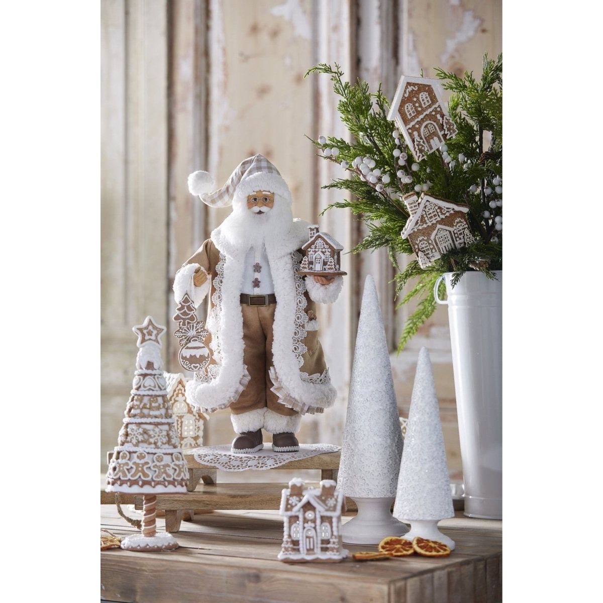 Shop For 18" Gingham Gingerbread Christmas Santa Figure