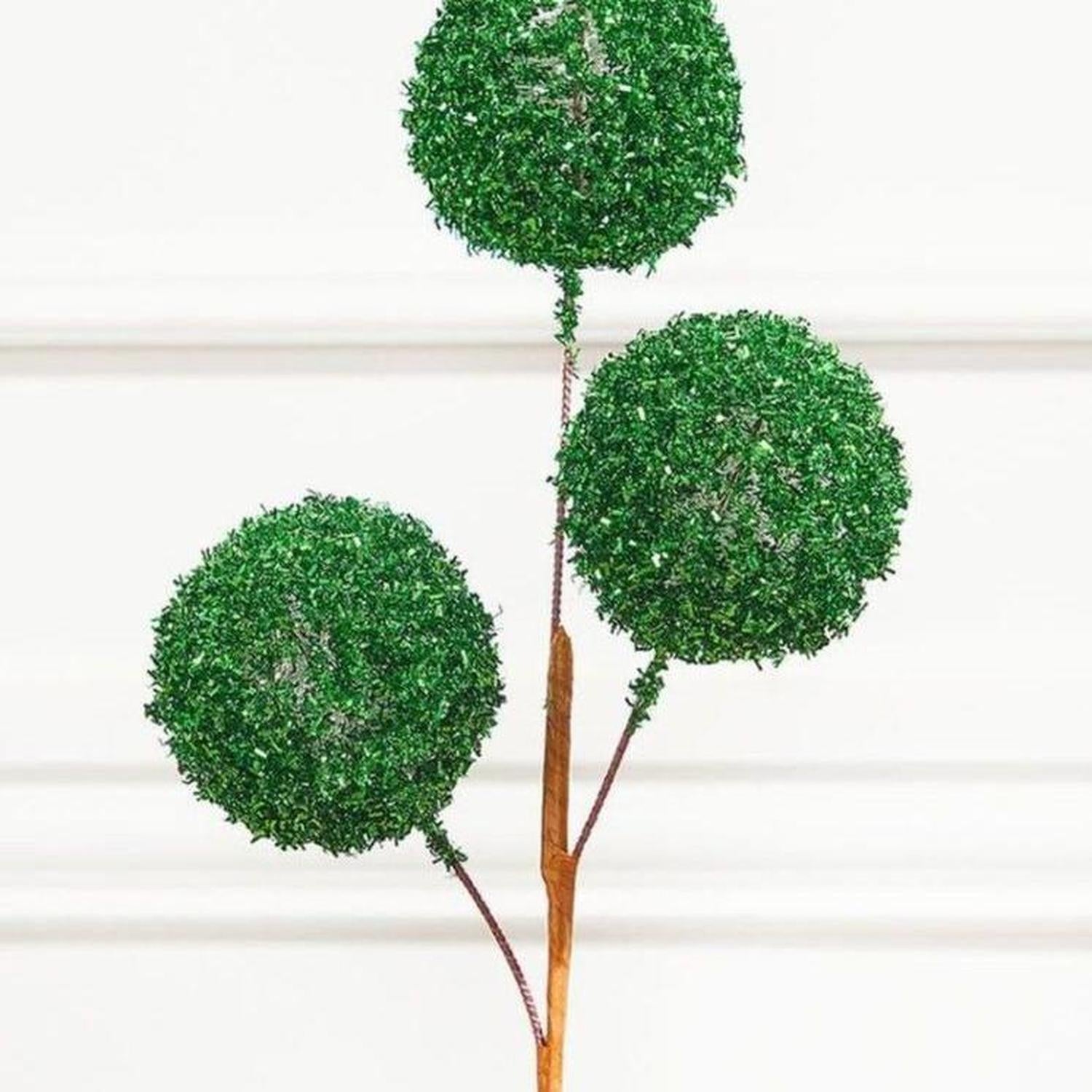 18" Green Tinsel Ball Pick