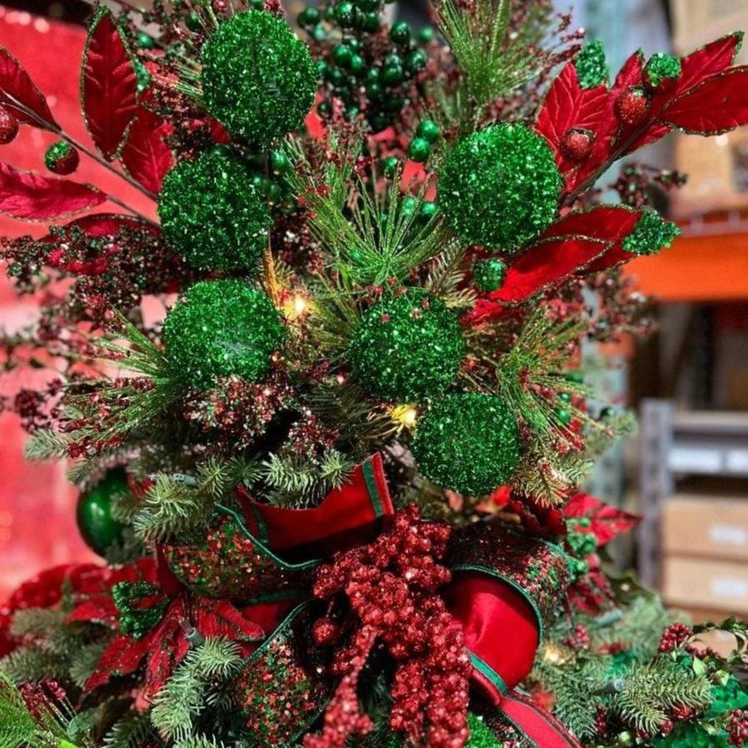 18" Green Tinsel Ball Pick