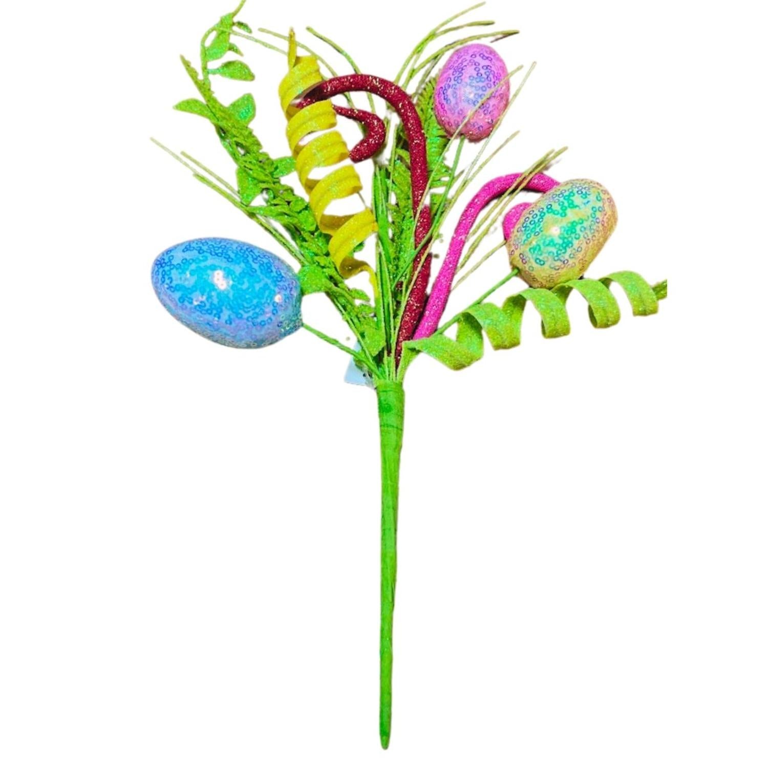 Shop For 18" Iridescent Egg, Fern, Leaf, Coil, Grass Pick