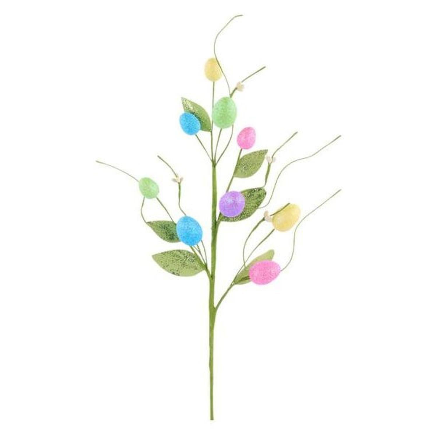 Shop For 18" Iridescent Glitter Egg and Pip Leaf Spray