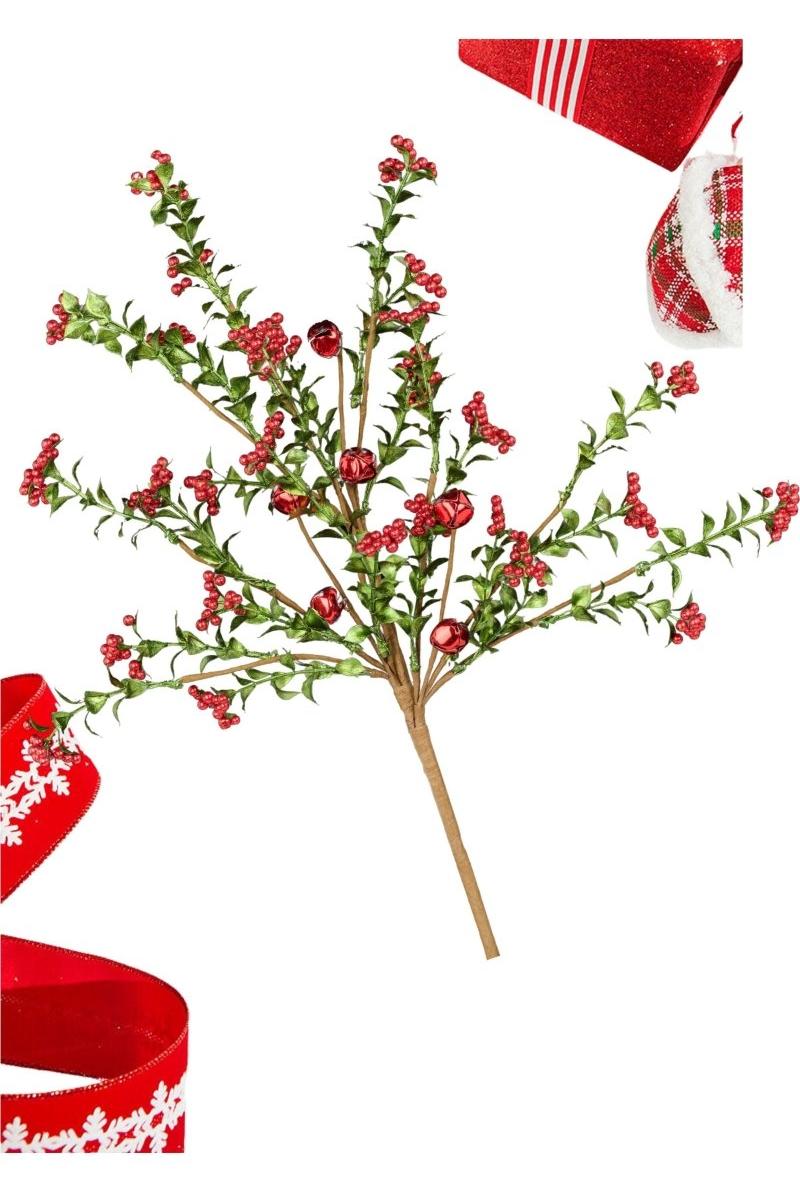 Shop For 18" Jingle Bell Berry Leaf Spray: Red/Green