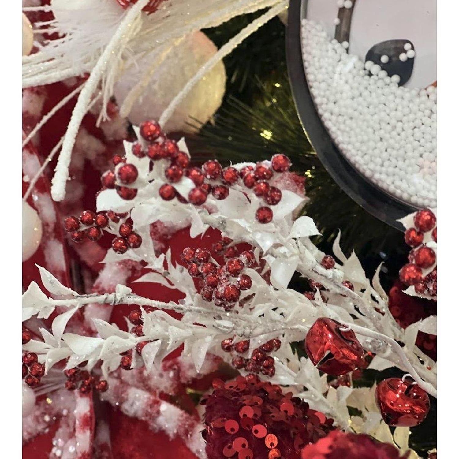 Shop For 18" Jingle Bell Berry Leaf Spray: White/Red