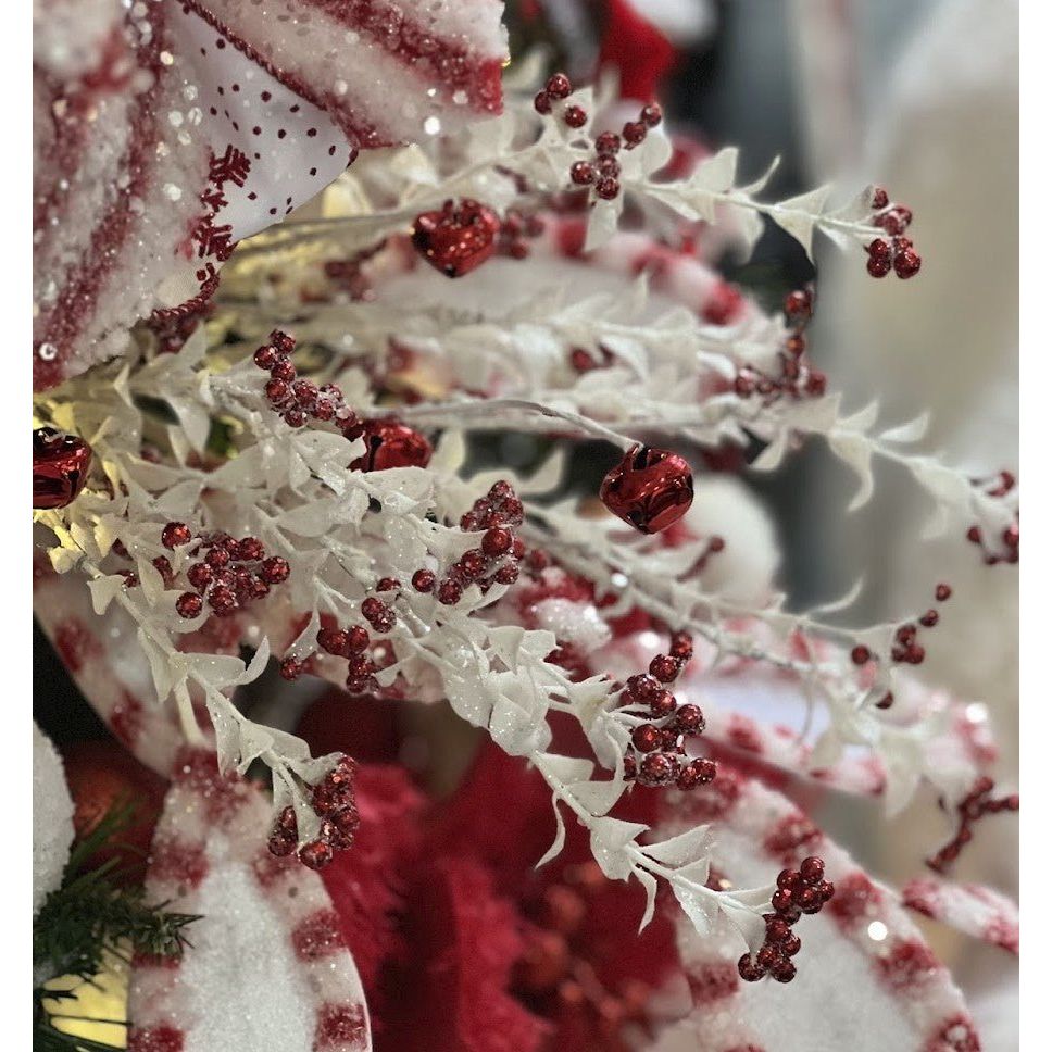 Shop For 18" Jingle Bell Berry Leaf Spray: White/Red