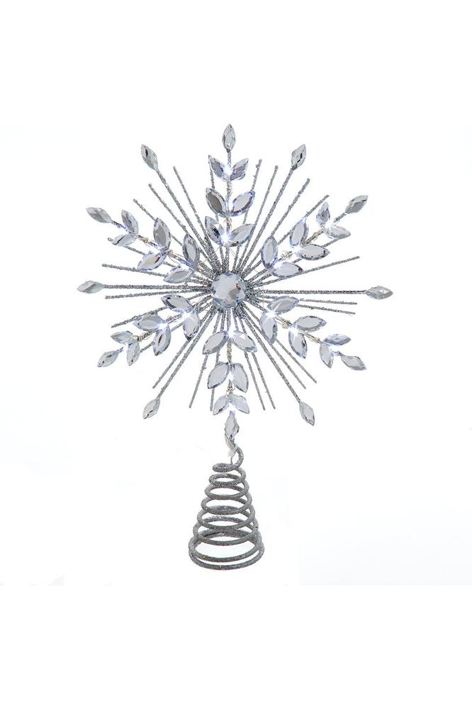 Shop For 18 - Light Cool White LED Silver Glittered Snowflake Tree Topper