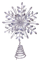 Shop For 18 - Light Cool White LED Silver Glittered Snowflake Tree Topper