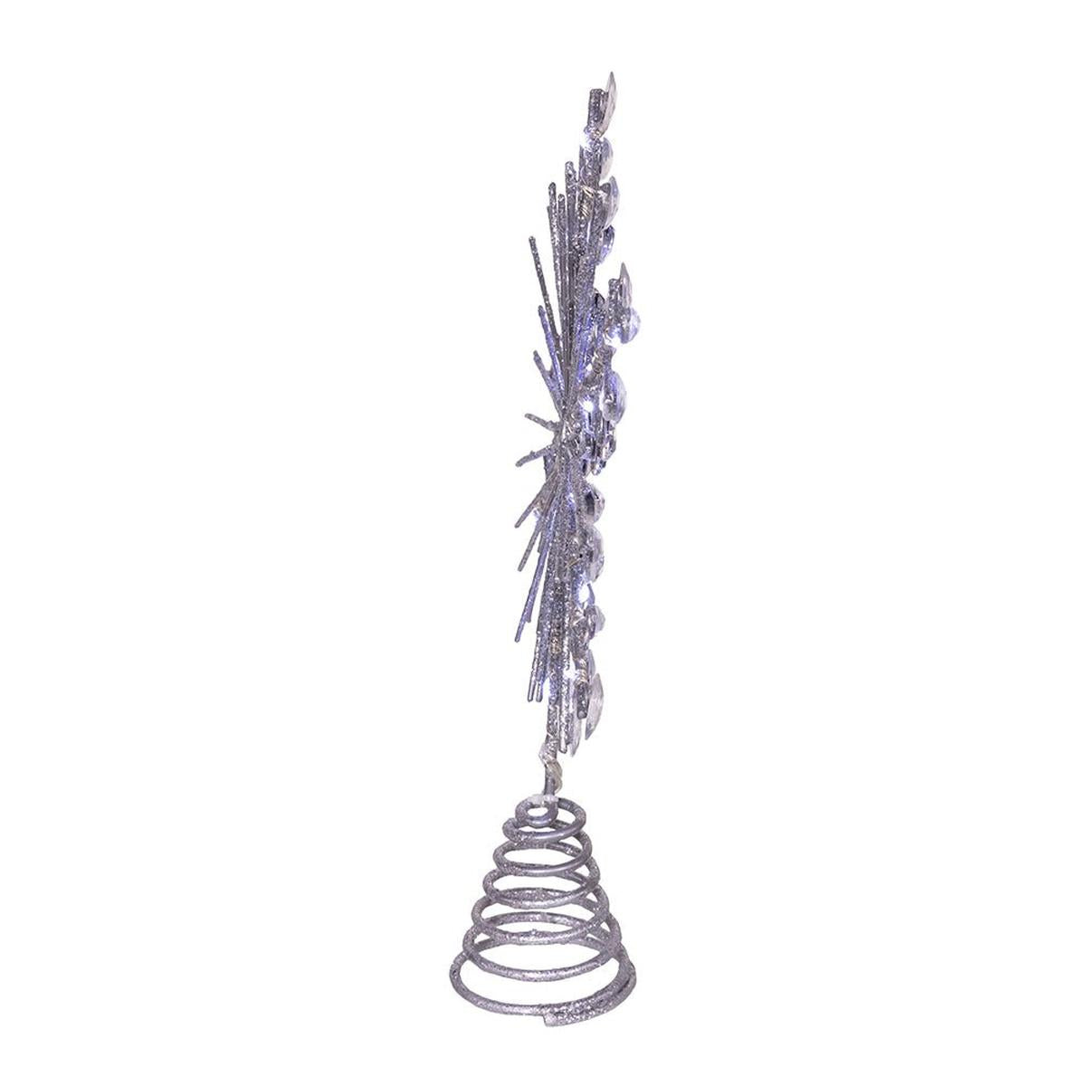 Shop For 18 - Light Cool White LED Silver Glittered Snowflake Tree Topper