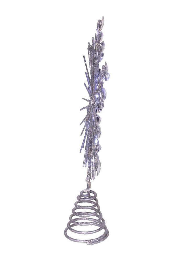 Shop For 18 - Light Cool White LED Silver Glittered Snowflake Tree Topper