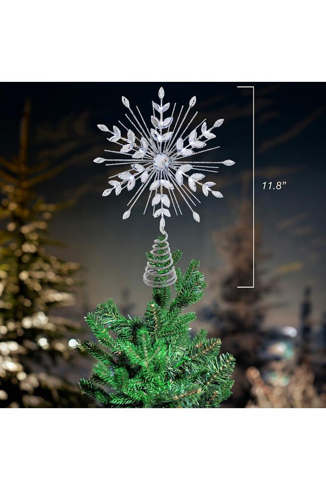 Shop For 18 - Light Cool White LED Silver Glittered Snowflake Tree Topper