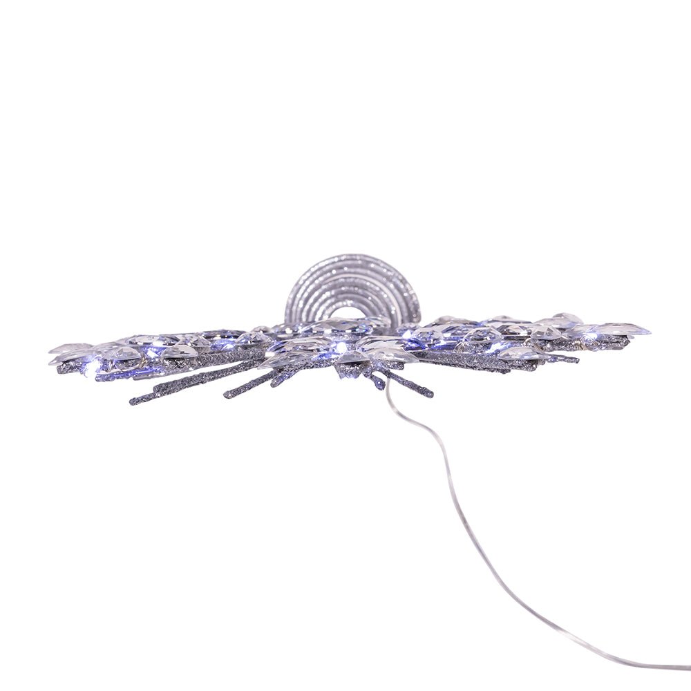 Shop For 18 - Light Cool White LED Silver Glittered Snowflake Tree Topper