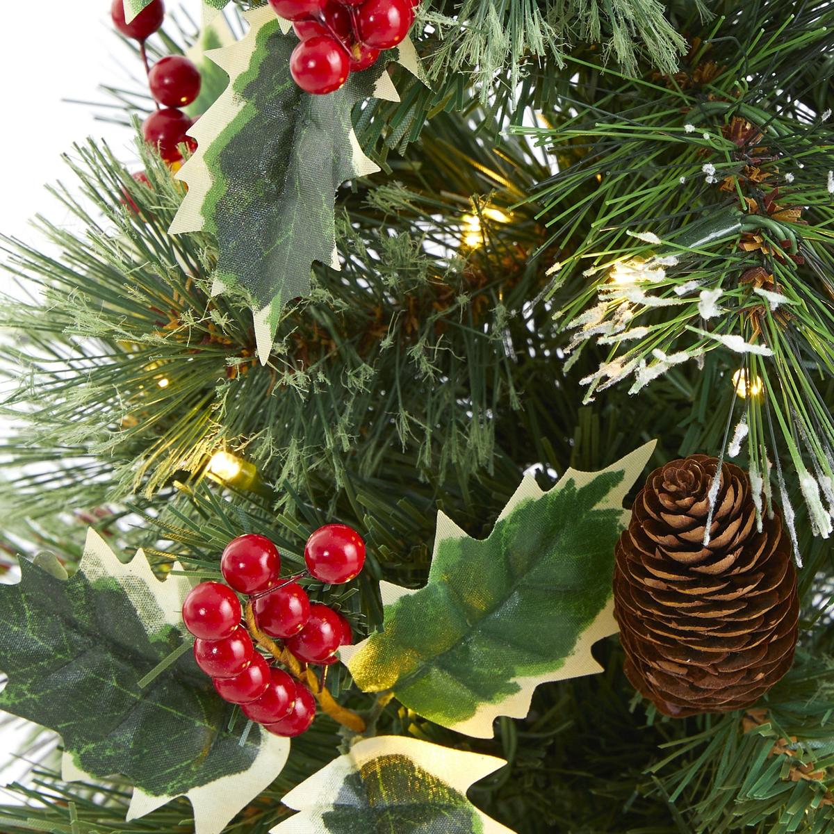 Shop For 18” Mixed Pine Holly Berries Artificial Christmas Tree