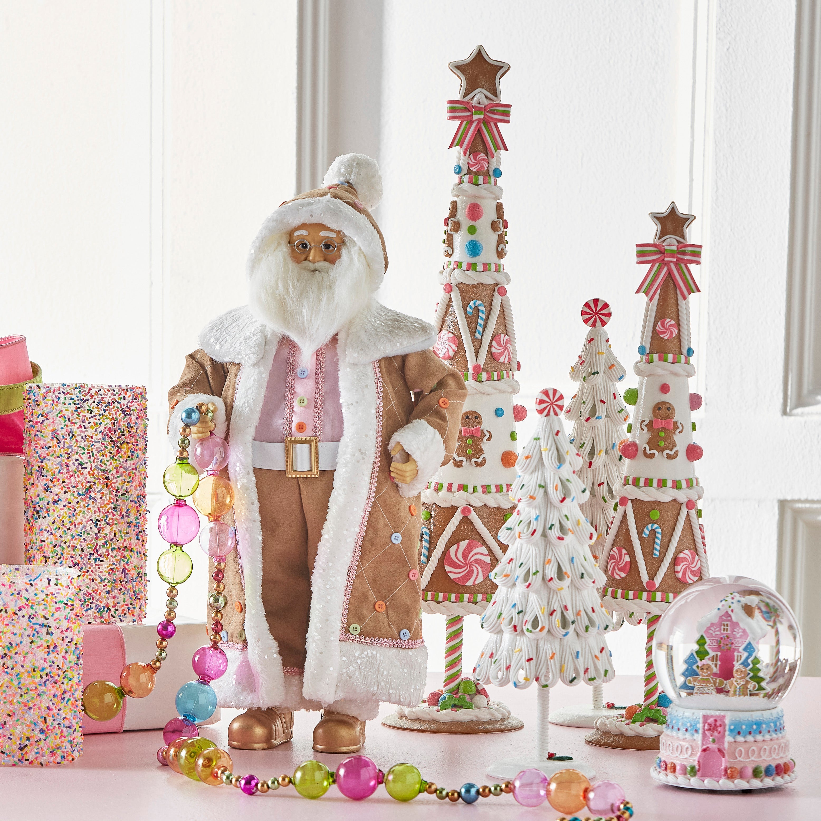 Shop For 18" Pastel Gingerbread Christmas Santa Figure