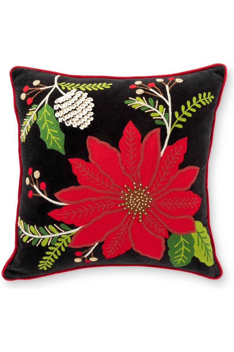 Shop For 18" Poinsettia Christmas Pillow