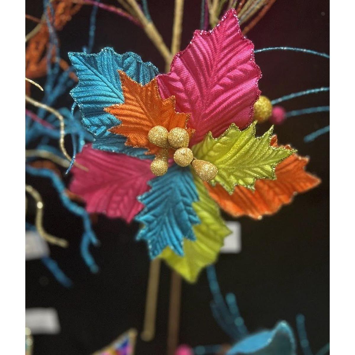 Shop For 18" Pressed Velvet Poinsettia Stem: Fiesta