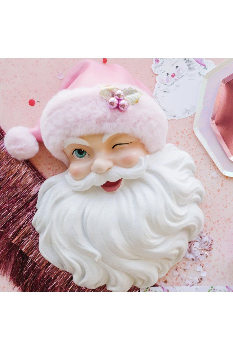 Shop For 18" Santa Face with Pink Hat Wall Art at Michelle's aDOORable Creations