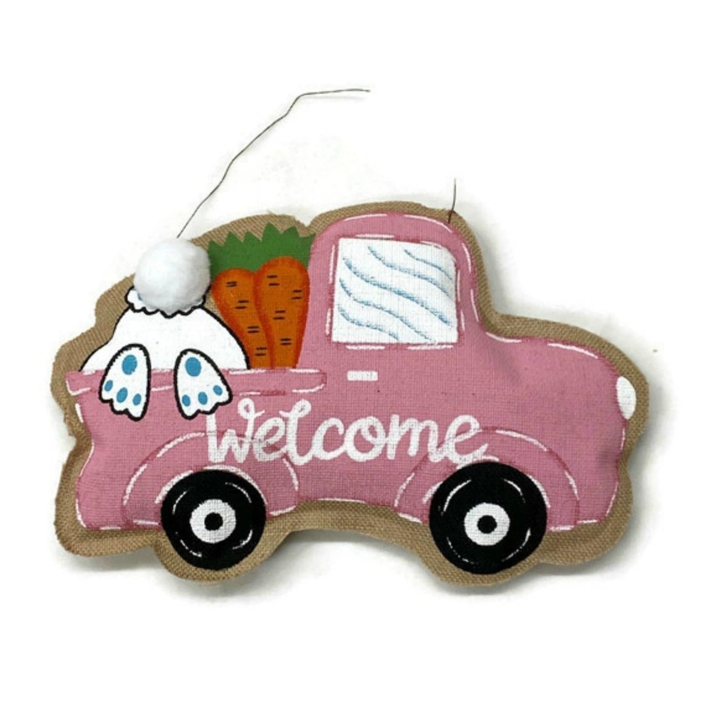 Shop For 18" Welcome Burlap Easter Door Hanger: Pink