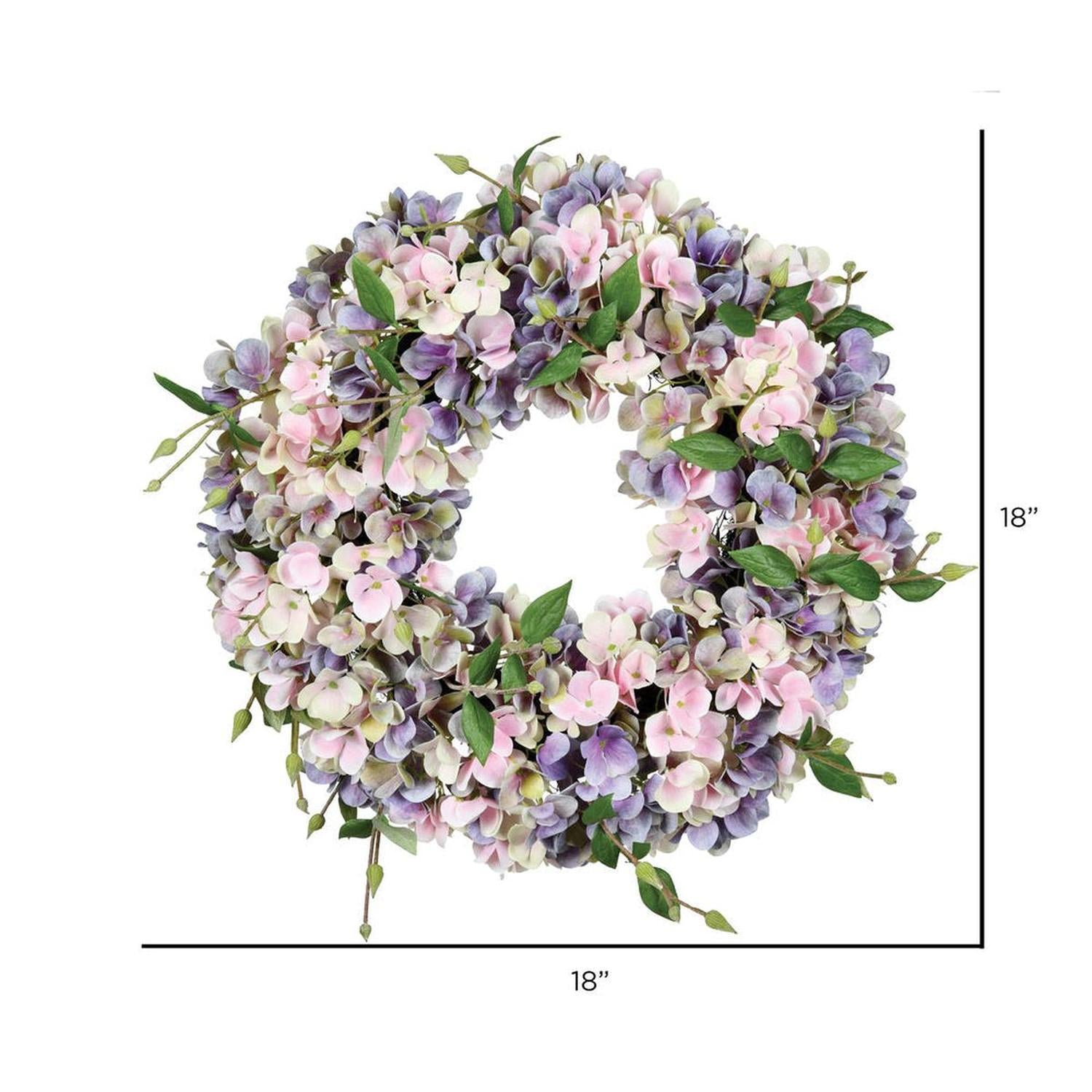 18in Artificial Blue Pink Hydrangea Wreath