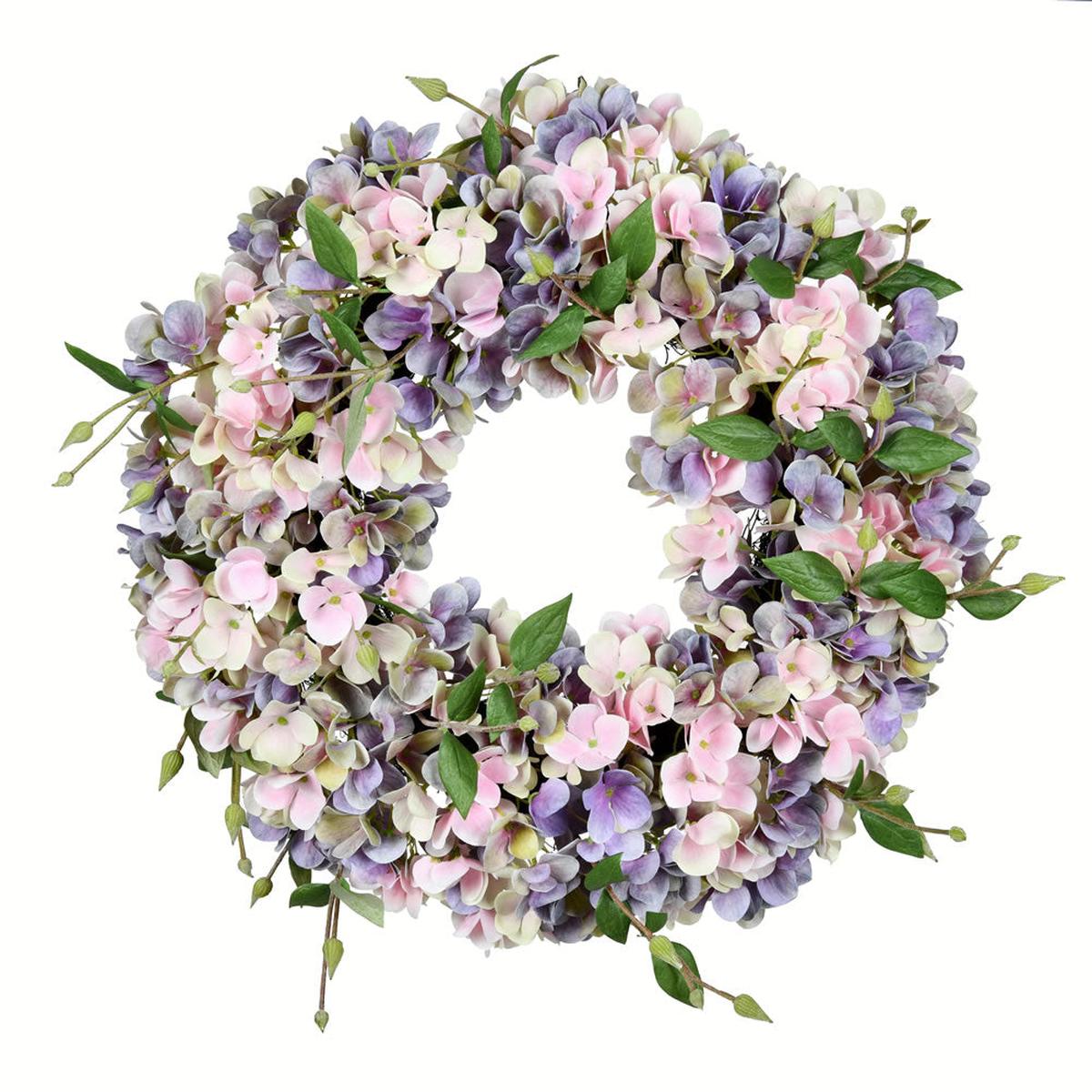 Shop For 18in Artificial Blue Pink Hydrangea Wreath