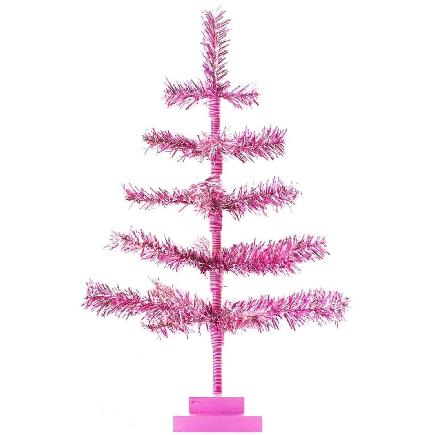 Shop For 18in Vintage Pink & Silver Tinsel Christmas Tree