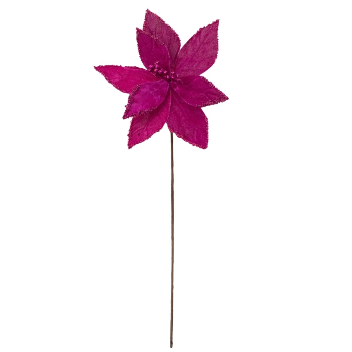 Shop For 19" Beaded Poinsettia Pick: Fuchsia Pink
