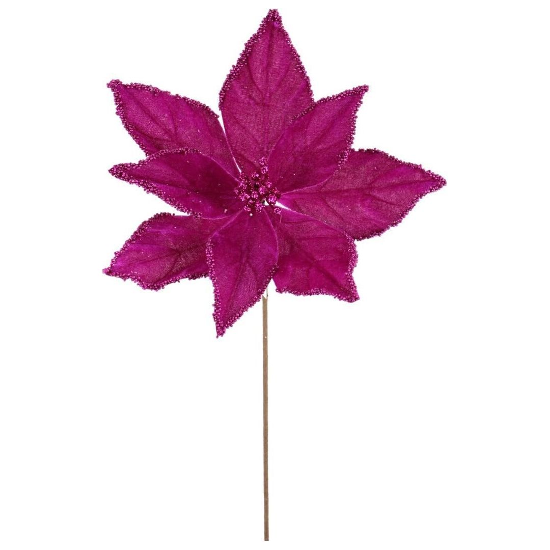 Shop For 19" Beaded Poinsettia Pick: Fuchsia Pink