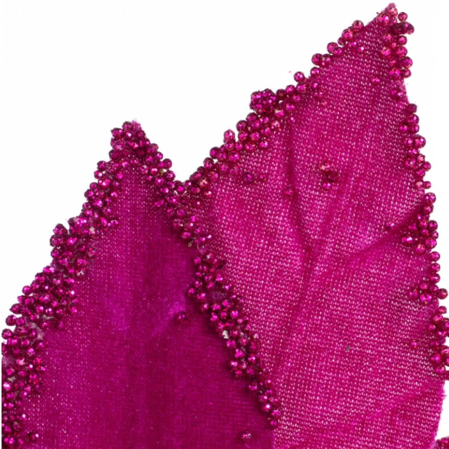 19" Beaded Poinsettia Pick: Fuchsia Pink