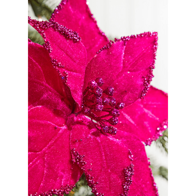 Shop For 19" Beaded Poinsettia Pick: Fuchsia Pink