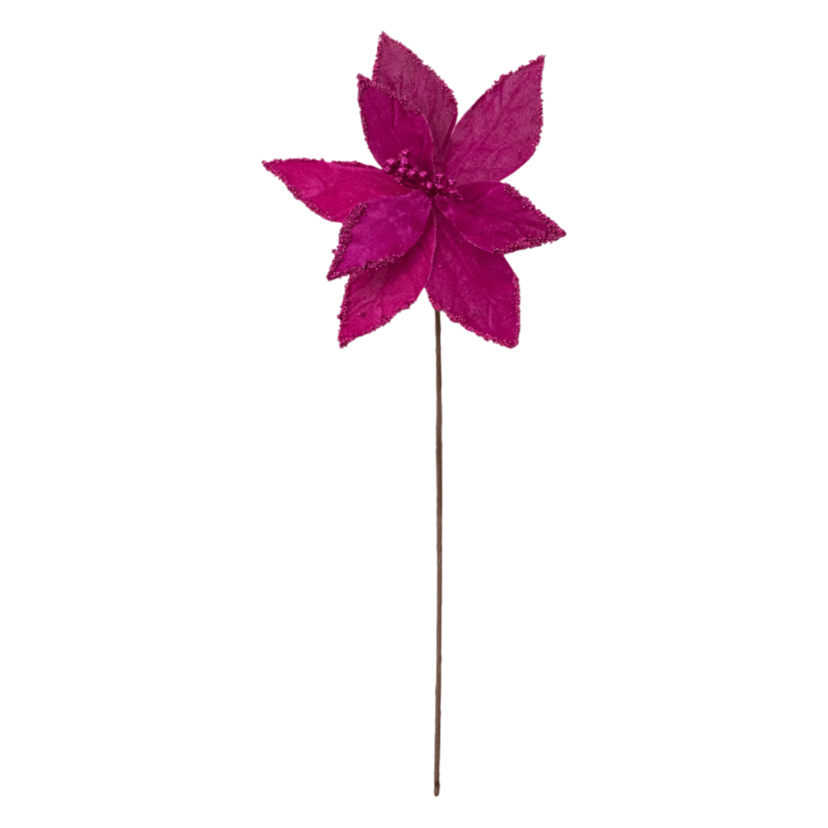 Shop For 19" Beaded Poinsettia Pick: Fuchsia Pink