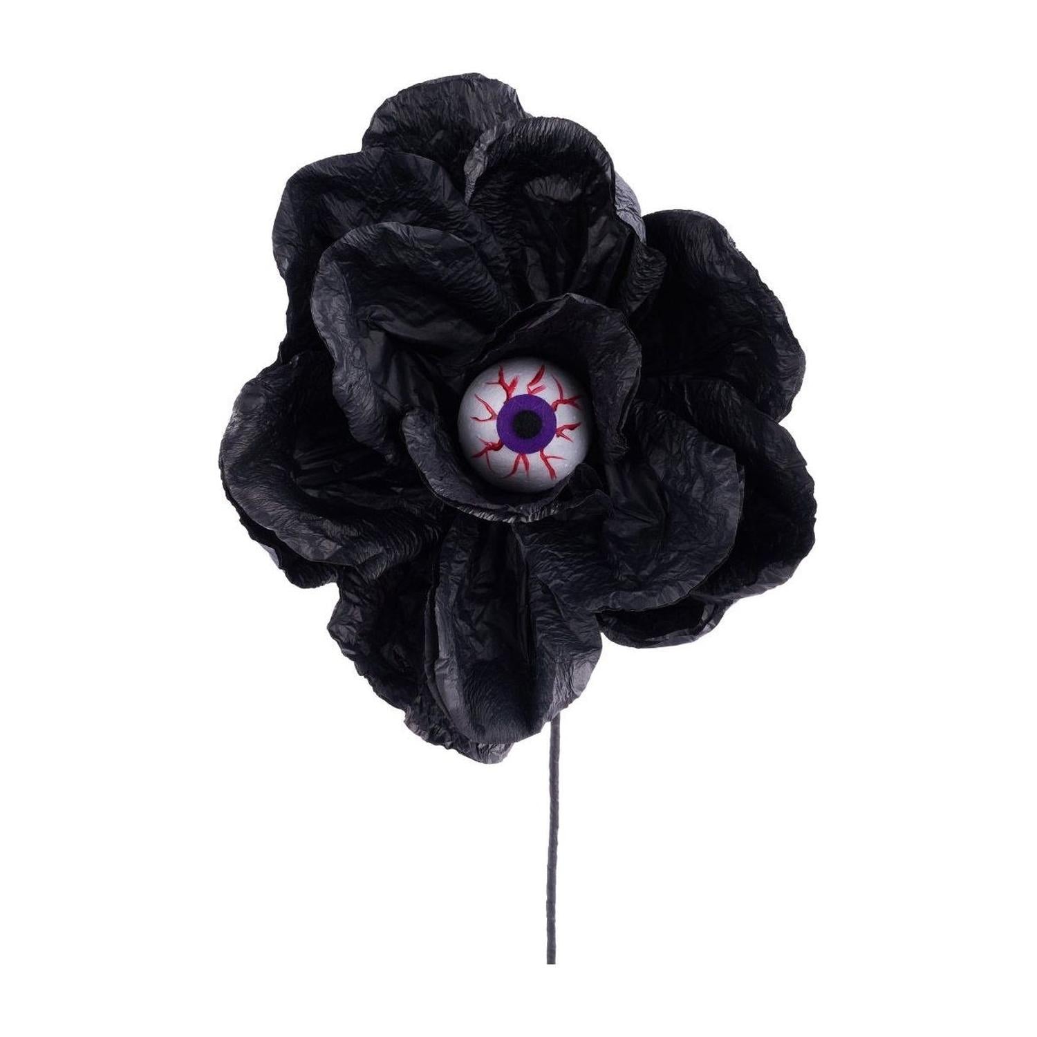 19" Paper Rose Eyeball Stem: Black